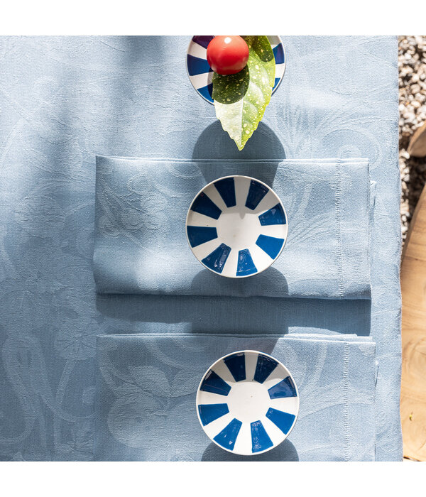 Le Jacquard Français Tivoli blue tafellinnen, 100% gekamd linnen