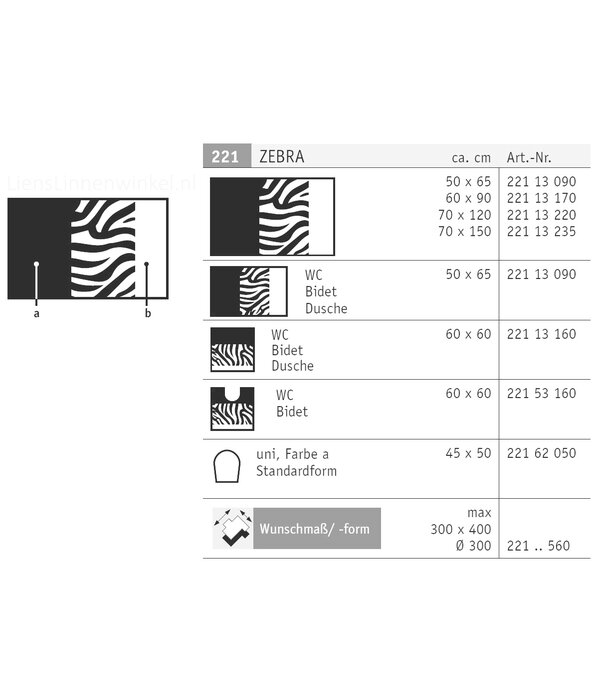 Rhomtuft Zebra badmatten, vanaf