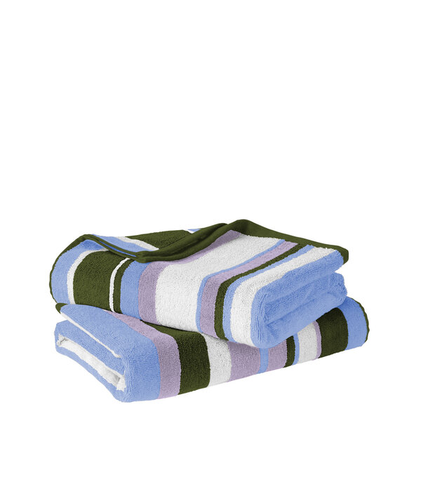 De Witte Lietaer Ophelia Khalilia  gestreepte handdoekenlijn met lila - khaki - wit - sky blue
