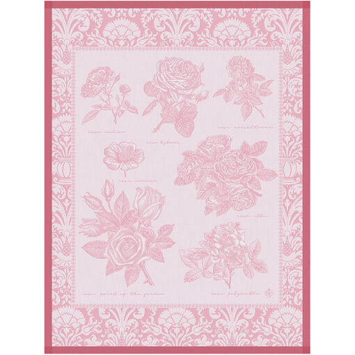 Le Jacquard Français theedoek Jardin des Roses pink
