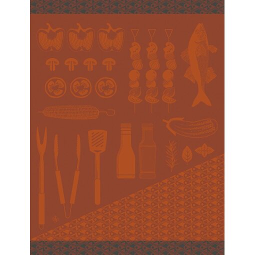 Le Jacquard Français theedoek Braise red