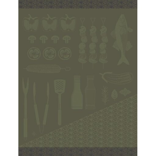 Le Jacquard Français theedoek Braise green