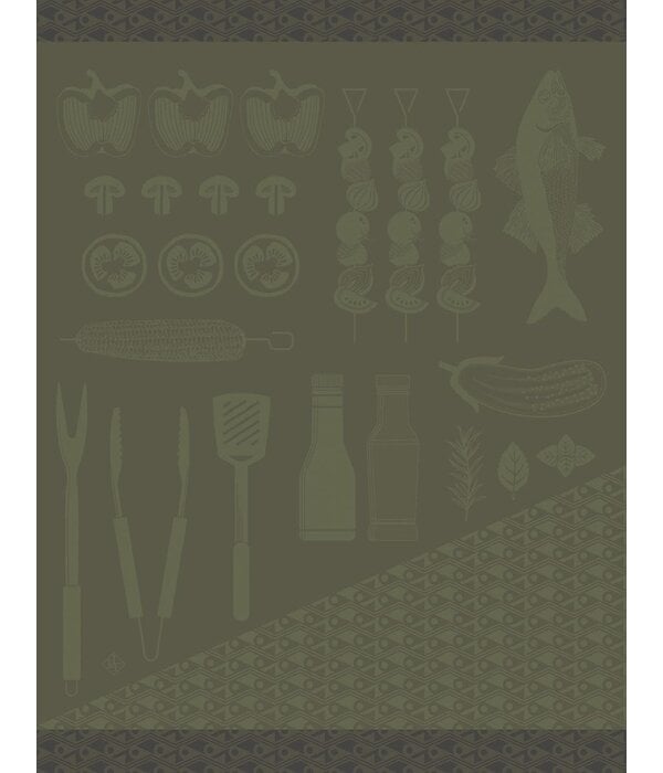 Le Jacquard Français theedoek Braise green