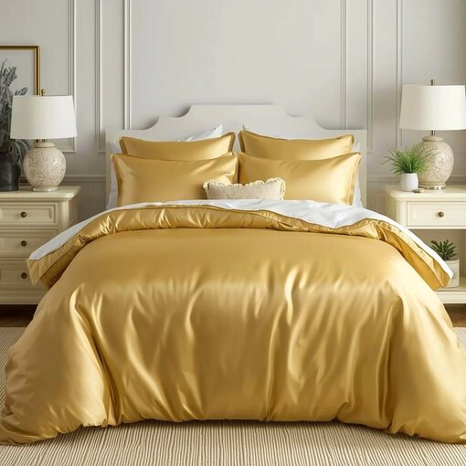 Bonnanotte gouden dekbedovertrekset York, katoen satijn 300TC, vanaf