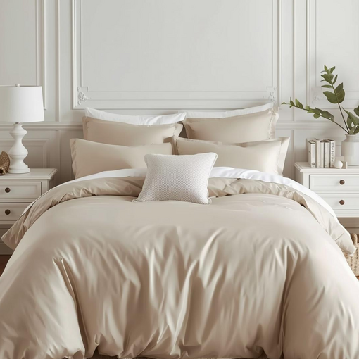 Bonnanotte zand dekbedovertrekset York maan, katoen satijn 300TC, vanaf