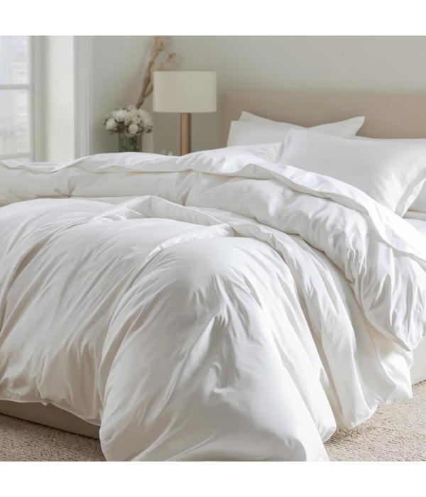 Bonnanotte witte dekbedovertrekset York, katoen satijn 300TC