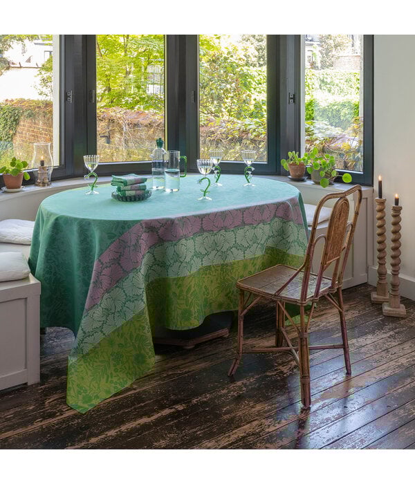 Le Jacquard Français Cottage green gecoate tafelloper 50x175 cm
