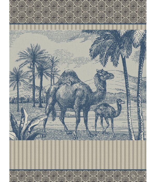 Le Jacquard Français theedoek Dune Dromadaire blue