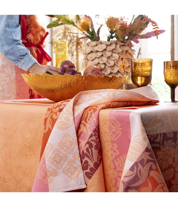 Le Jacquard Français gecoat oranje tafellinnen Mumbai orange