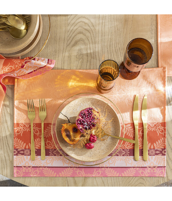 Le Jacquard Français gecoat oranje tafellinnen Mumbai orange