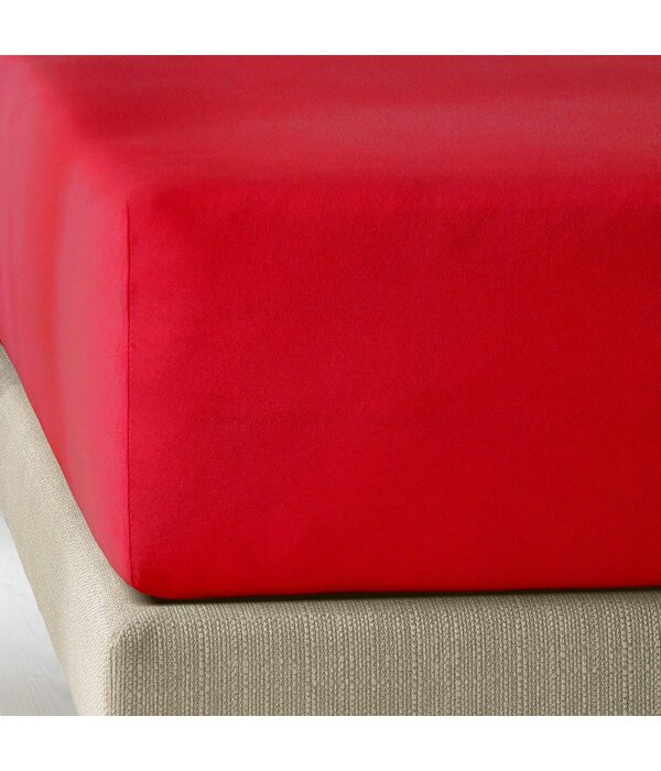 De Witte Lietaer rood jersey hoeslaken Elena deep red