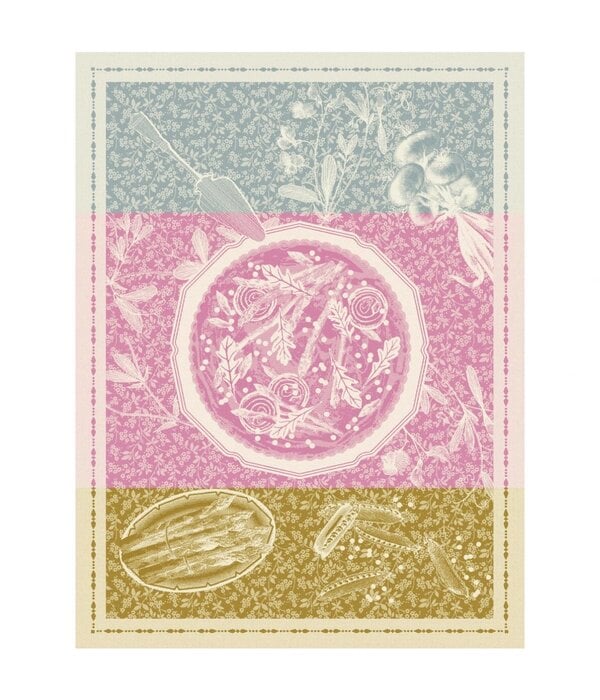 Le Jacquard Français theedoek Tarte Printanière pink