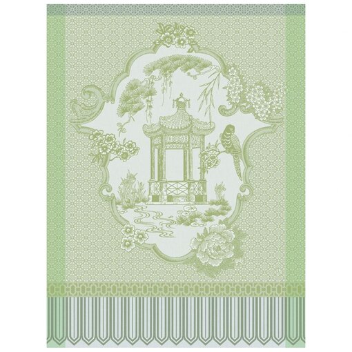 Le Jacquard Français theedoek Promenade Impériale green