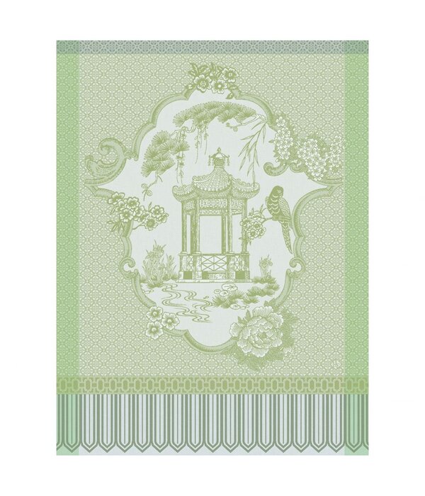 Le Jacquard Français theedoek Promenade Impériale green