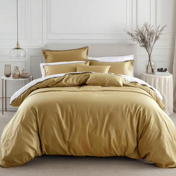 gouden dekbedovertrekset York, katoen satijn 300TC, vanaf