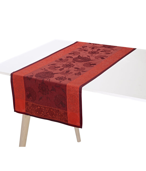 Le Jacquard Français rode luxe tafelloper 55x200 cm, Ottomane burgundy