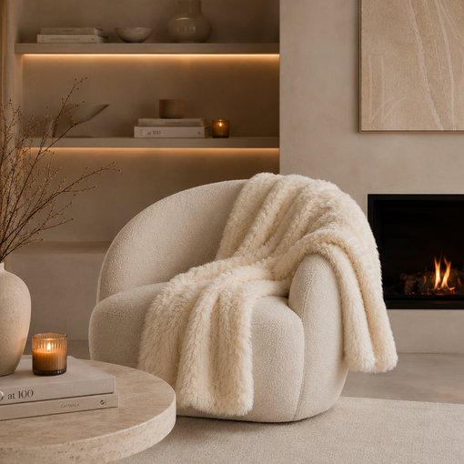 Bonnanotte luxe fluffy plaid Lune beige