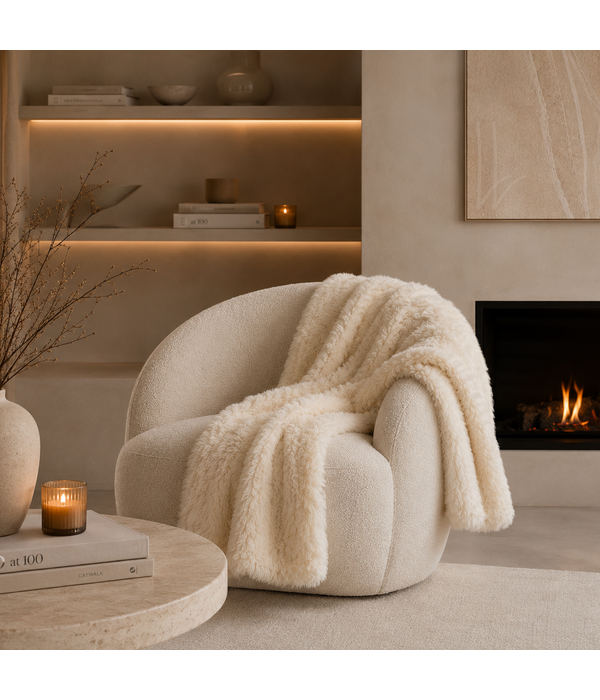Bonnanotte luxe fluffy plaid Lune beige