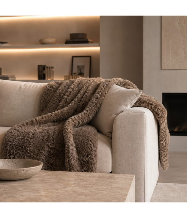 Bonnanotte luxe fluffy plaid Lune taupe