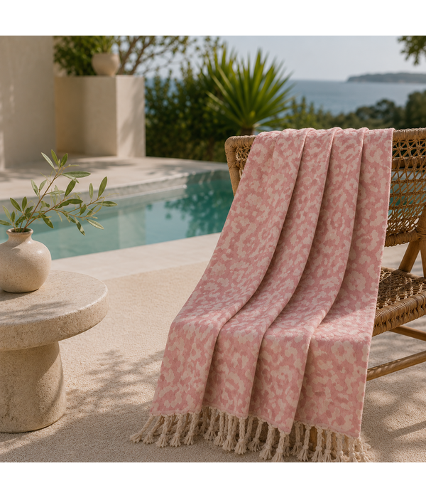 Lantara roze-beige hamamdoek Panter, oudroze