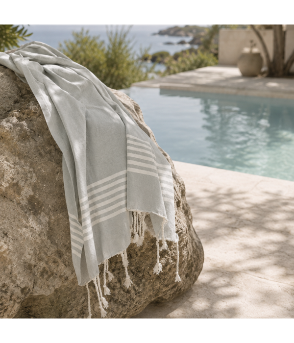 Lantara hamamdoek Provence light grey 100x200 cm