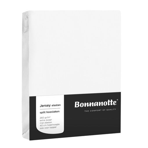 Bonnanotte witte strijkvrij jersey hoeslakens met elastan (260 gr/m²), vanaf