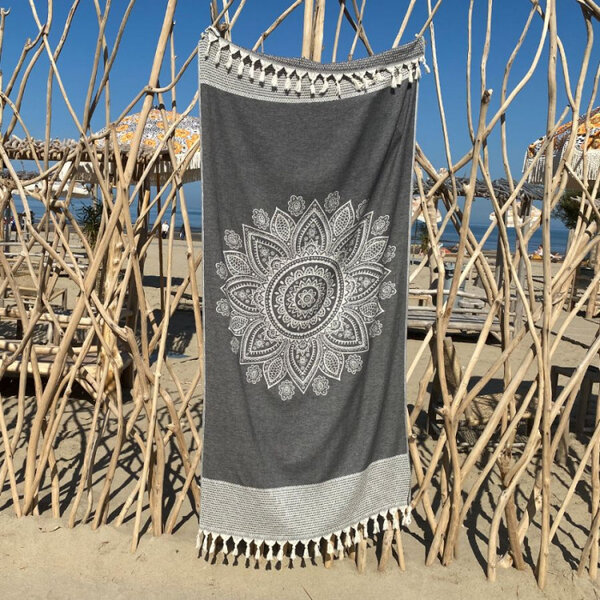 Hamamdoek Boho Black beauty - 95x200 cm