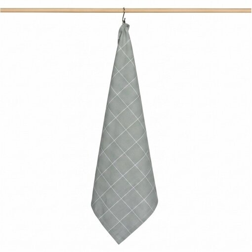 Jorzolino grijsgroene theedoek Check XL, grote ruit, 65x65 cm