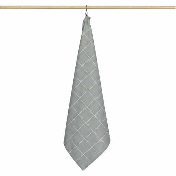 grijsgroene theedoek Check XL, grote ruit, 65x65 cm