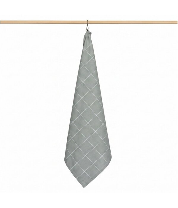 Jorzolino grijsgroene theedoek Check XL, grote ruit, 65x65 cm