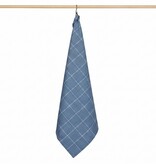 Jorzolino grijsblauwe theedoek Check XL, grote ruit, 65x65 cm