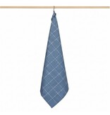 Jorzolino grijsblauwe theedoek Check XL, grote ruit, 65x65 cm