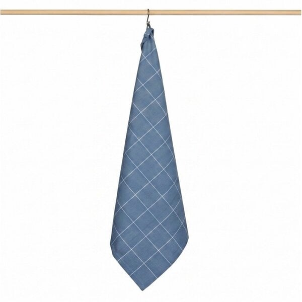 grijsblauwe theedoek Check XL, grote ruit, 65x65 cm