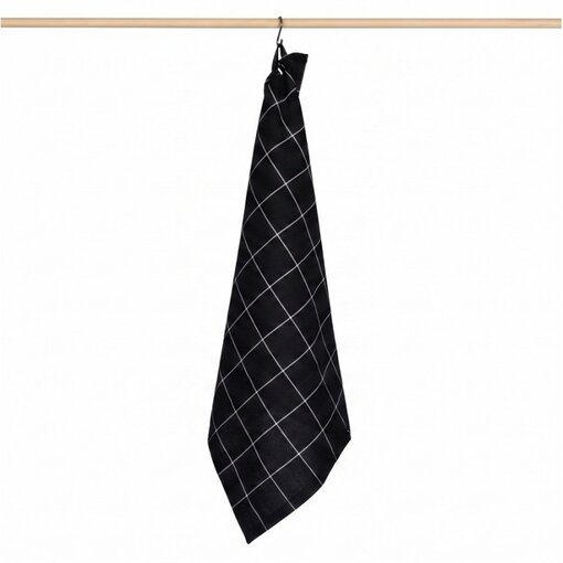 Jorzolino zwarte theedoek Check XL, grote ruit, 65x65 cm