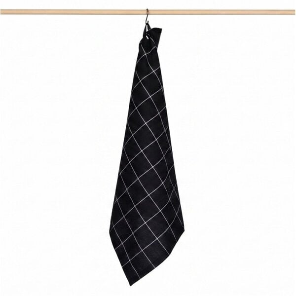 zwarte theedoek Check XL, grote ruit, 65x65 cm