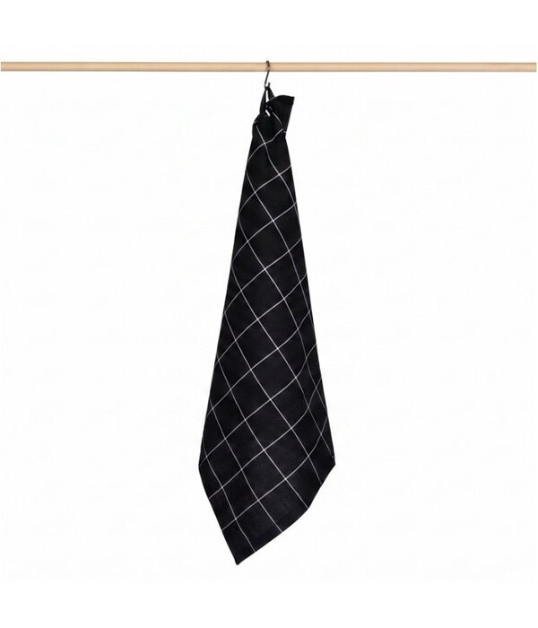 Jorzolino zwarte theedoek Check XL, grote ruit, 65x65 cm