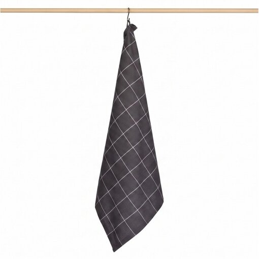Jorzolino grijze theedoek Check XL, grote ruit, 65x65 cm