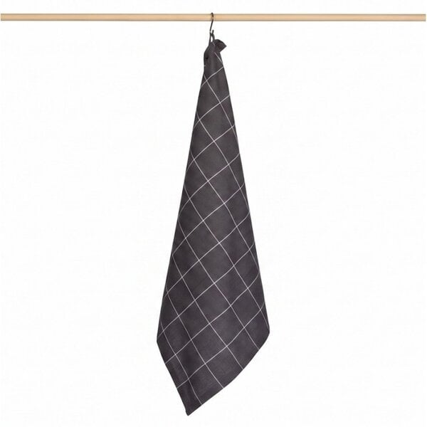 grijze theedoek Check XL, grote ruit, 65x65 cm