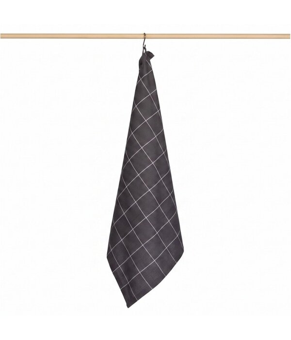 Jorzolino grijze theedoek Check XL, grote ruit, 65x65 cm