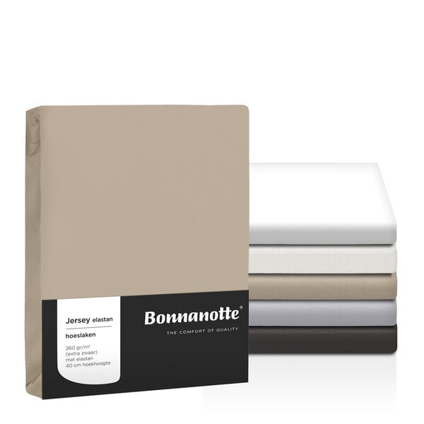taupe strijkvrij jersey hoeslakens met elastan (260 gr/m²), vanaf