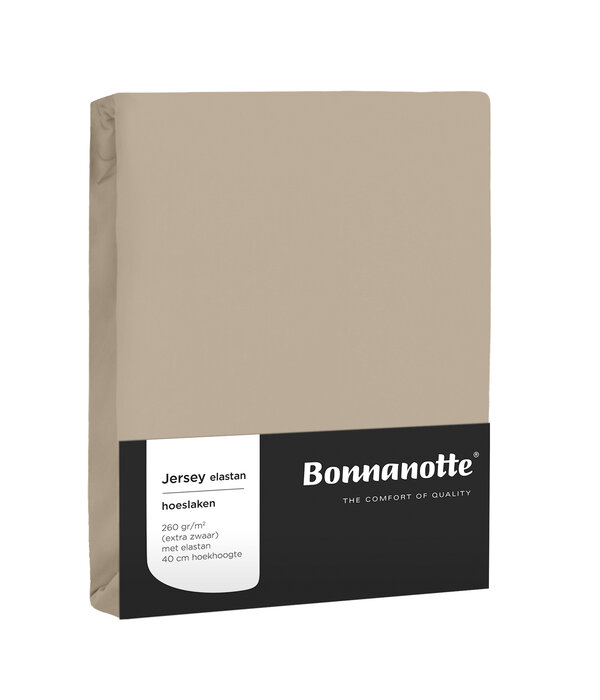 Bonnanotte taupe strijkvrij jersey hoeslakens met elastan (260 gr/m²)