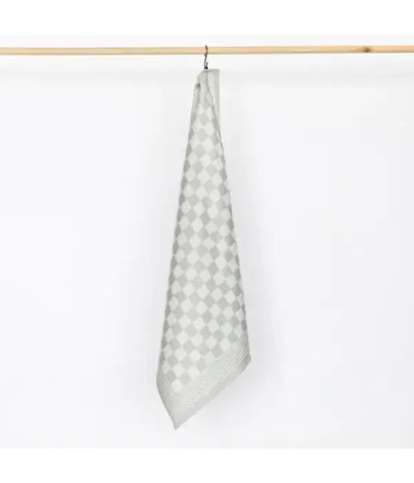 Jorzolino grijsgroene theedoek Check BBQ, kleine ruit, 65x65 cm