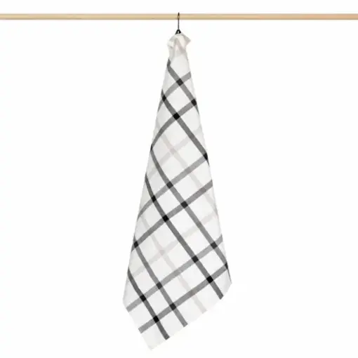 Jorzolino 3-Color Check theedoek grijs/zwart/zand 65x65 cm