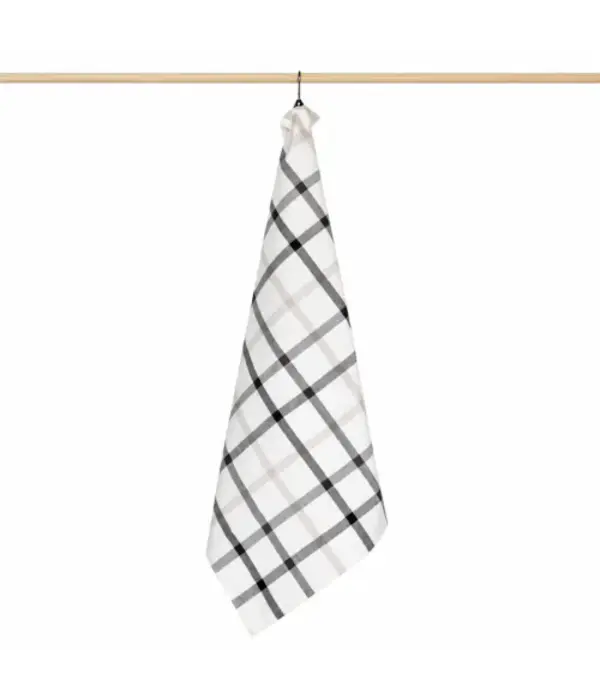 Jorzolino 3-Color Check theedoek grijs/zwart/zand 65x65 cm