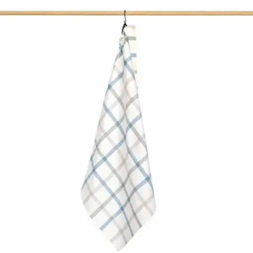 Jorzolino 3-Color Check theedoek zand/grijsgroen/grijsblauw 65x65 cm