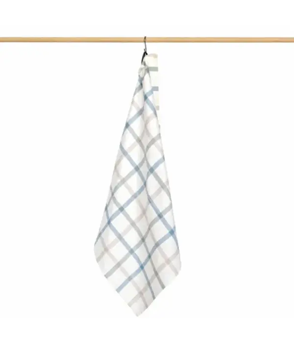 Jorzolino 3-Color Check theedoek zand/grijsgroen/grijsblauw 65x65 cm