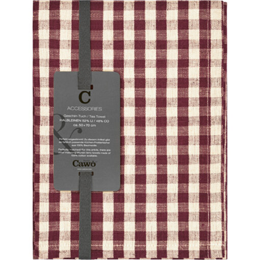 Cawö theedoek halflinnen Cuisine 538, burgund  (83), 50x70 cm