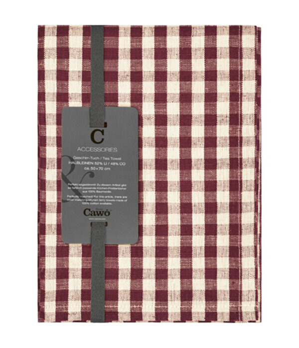 Cawö theedoek halflinnen Cuisine 538, burgund  (83), 50x70 cm