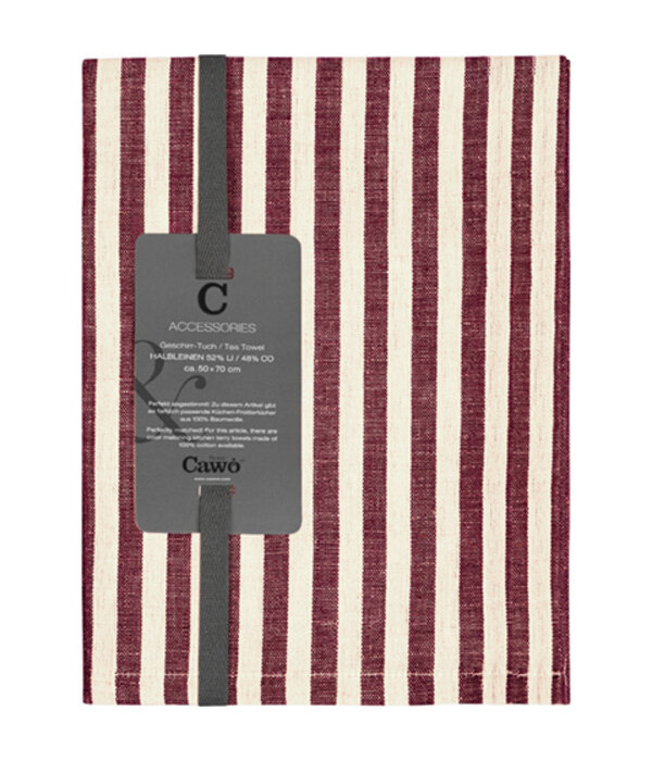 Cawö theedoek halflinnen Cuisine 537, burgund  (83), 50x70 cm  - Copy