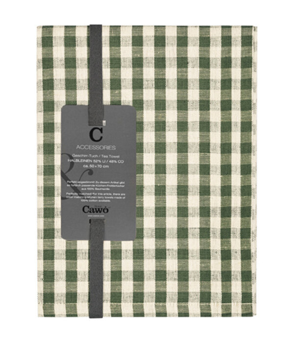 Cawö theedoek halflinnen Cuisine 538, oliv  (43), 50x70 cm